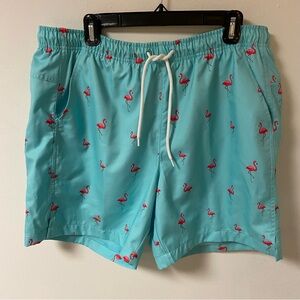 DSG Men’s Swim Trunks Blue With Pink Flamingo’s Large New